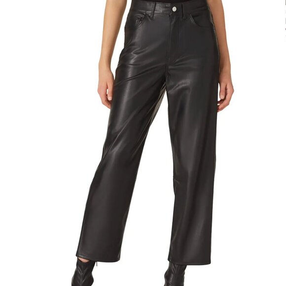 Levi’s Faux Leather Straight Pants | Size 30R | Black High-Rise Vegan Leather - Picture 1 of 8